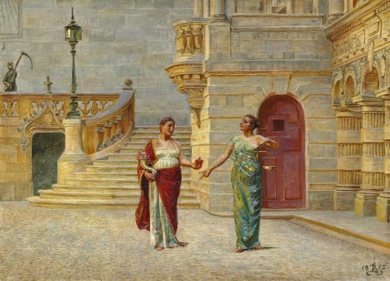Kristian Zahrtmann - Il municipio di La Rochelle. Justitia e Misericordia si incontrano nella piazza antistante il Municipio